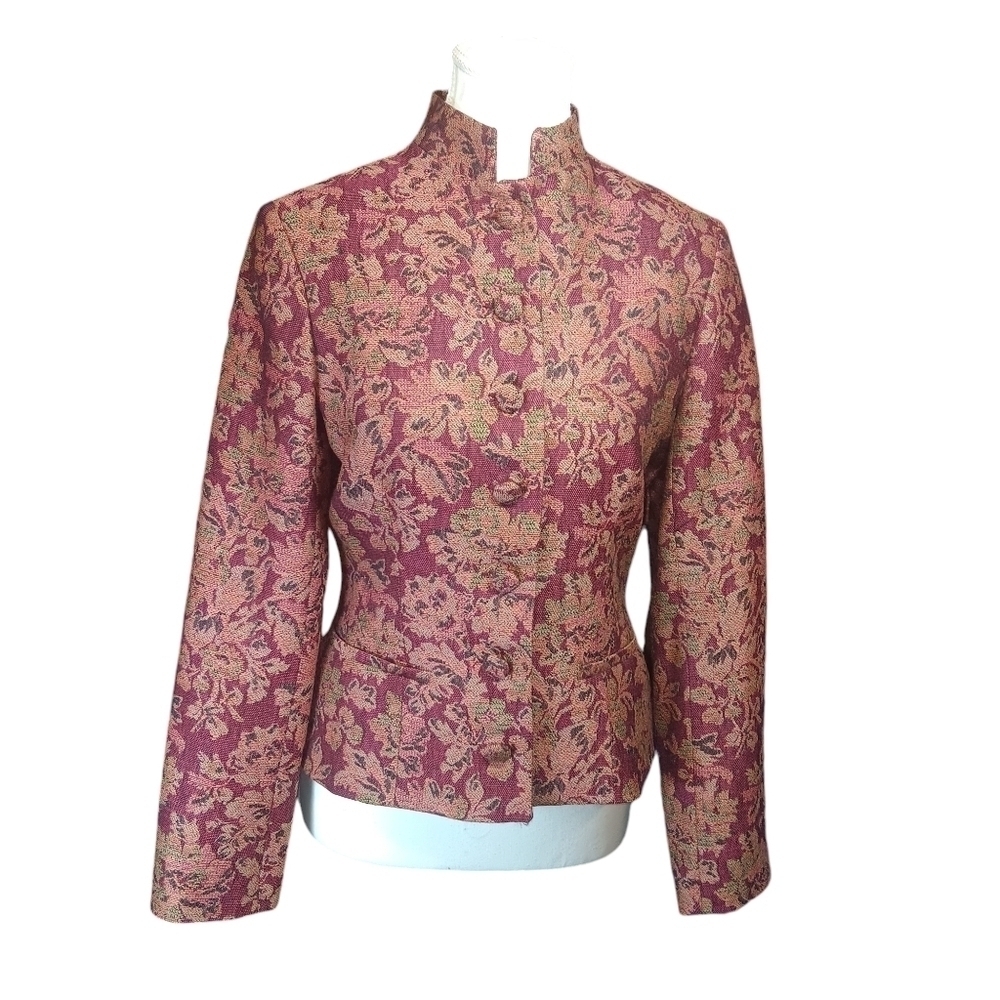 Petite Sophisticate 100% Wool Floral Print Blazer Women's Size 4